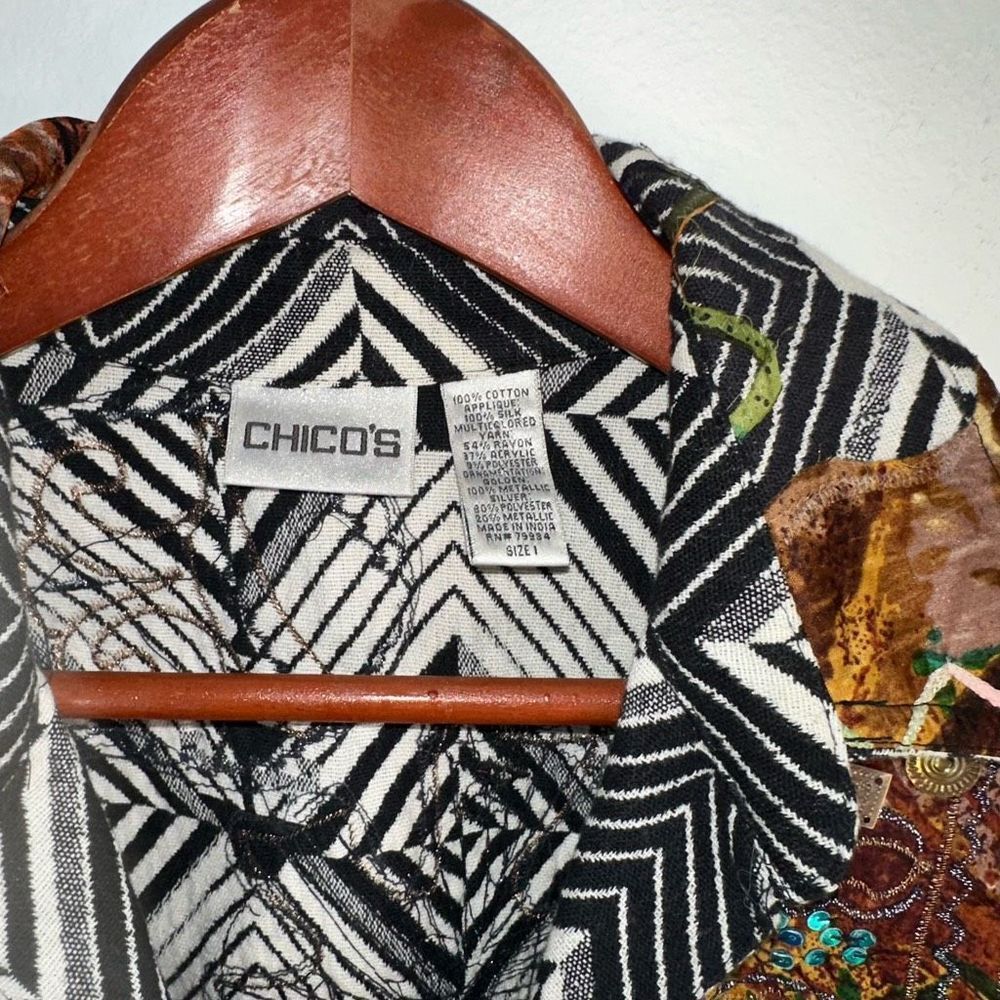Vintage Chico’s Women’s Boho Artsy Mixed Media Vest Medium Retro 80s Inspo‎ - Picture 6 of 8